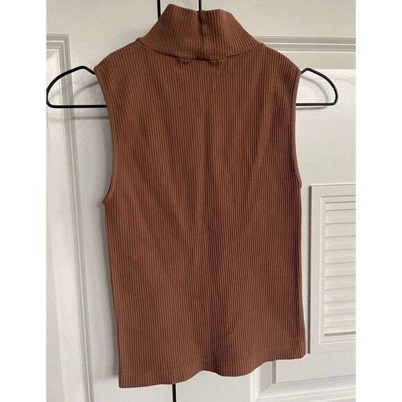Light brown turtleneck ribbed tank top. Size small. Like new. Harley and Me - Picture 2 of 3